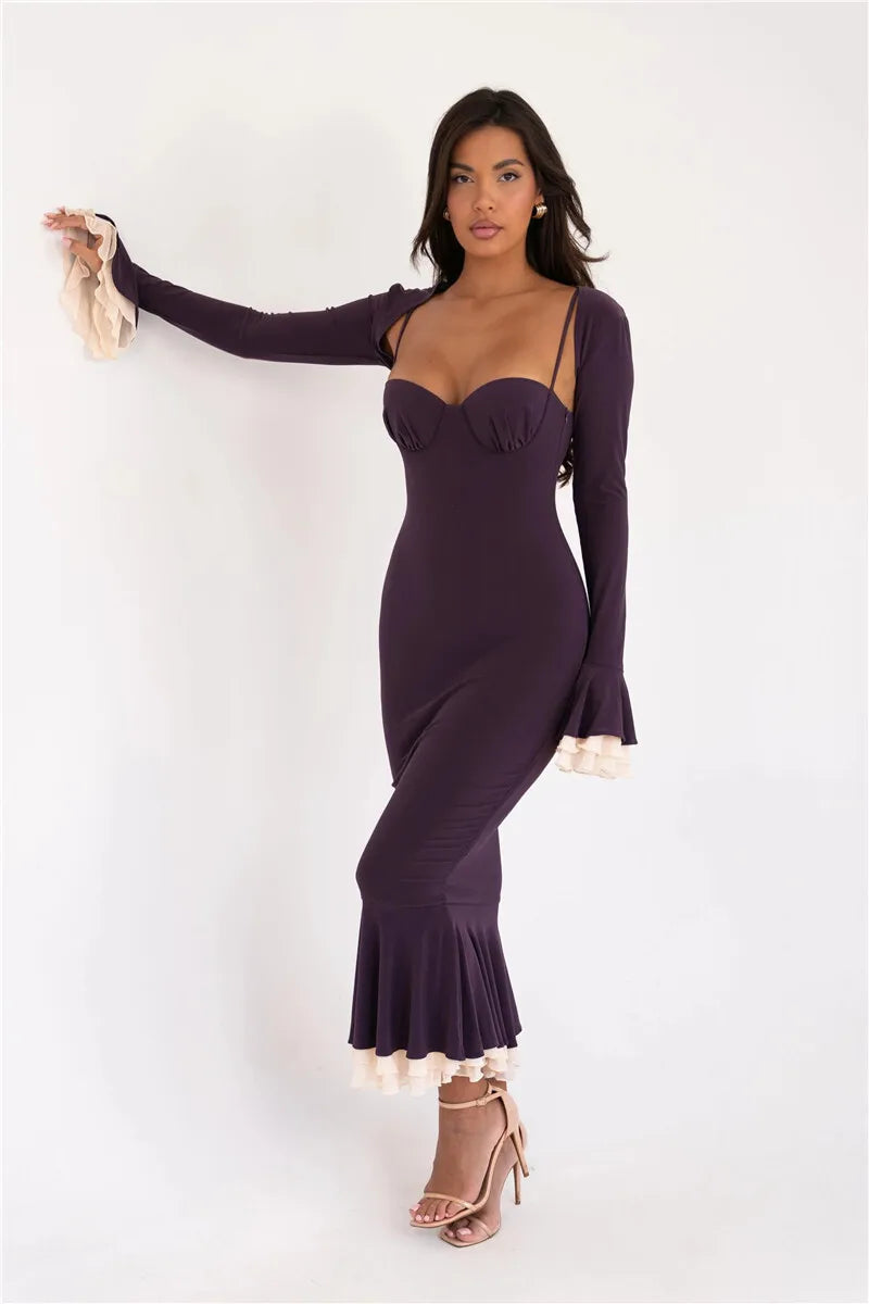 Elegant Long Sleeve Sexy Maxi Dress