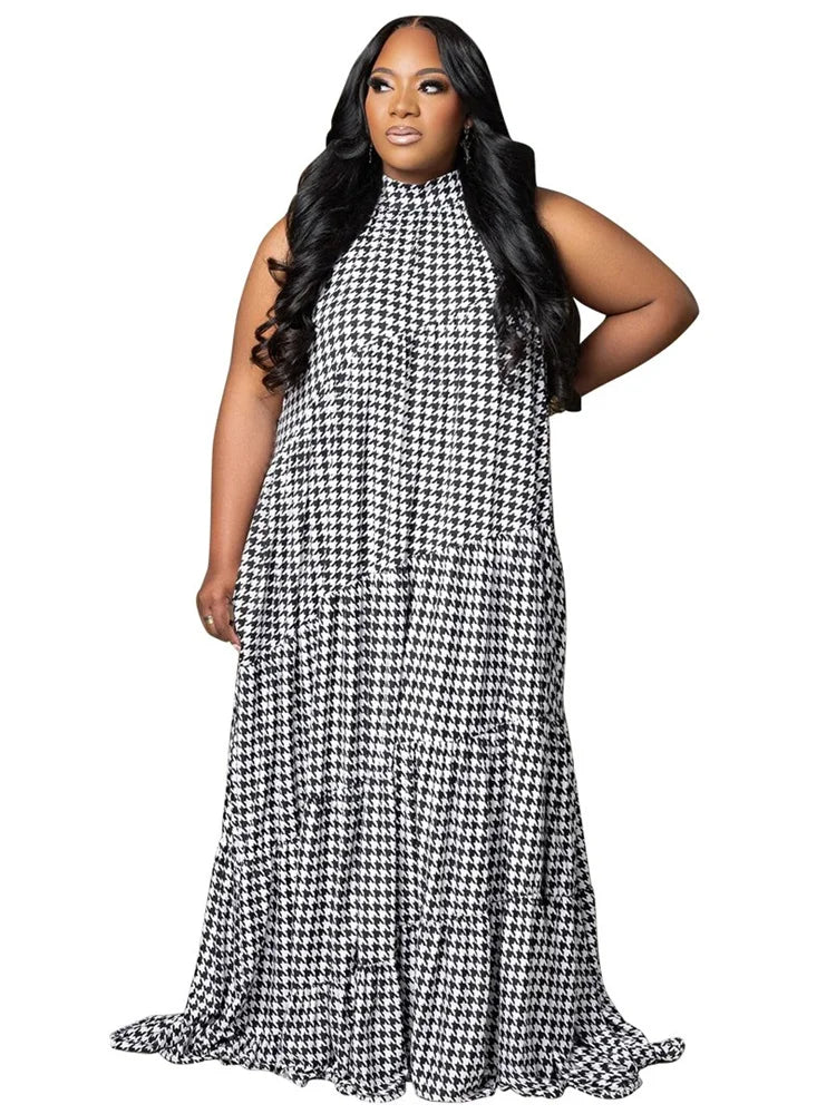 Print Bandage Loose Maxi Dress
