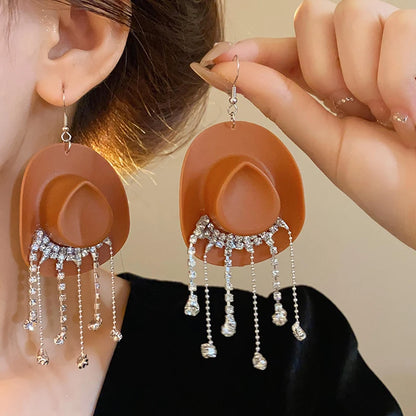 Cowboy Hat Drop Dangle Earrings