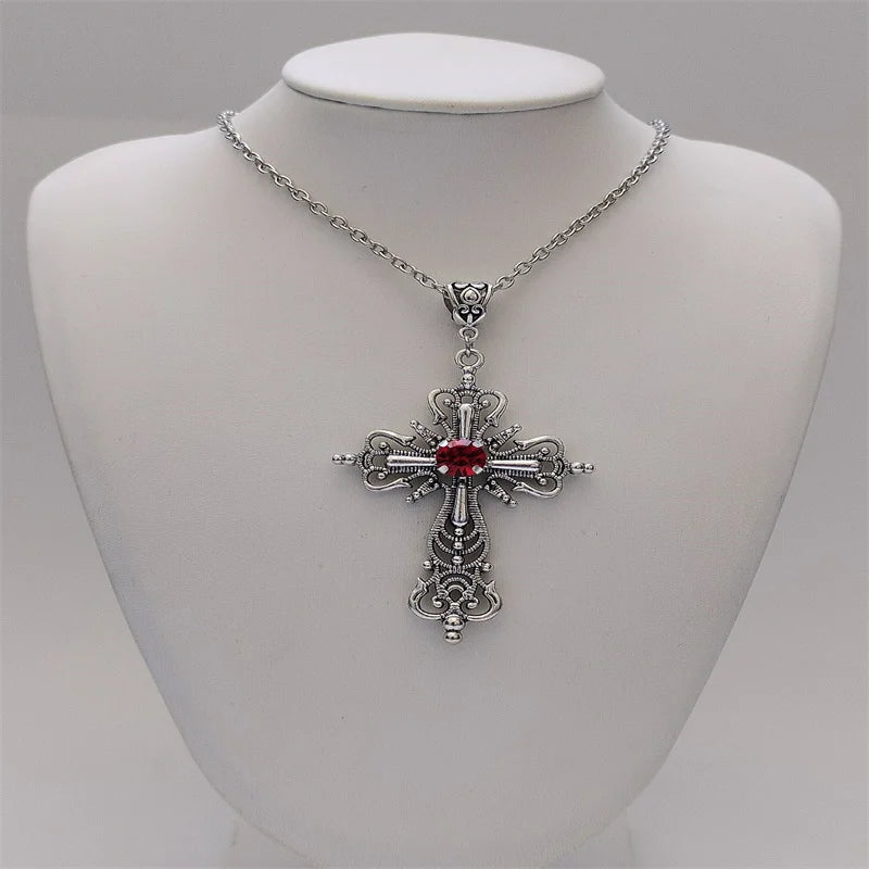 Rhinestone Cross Jewel Necklace