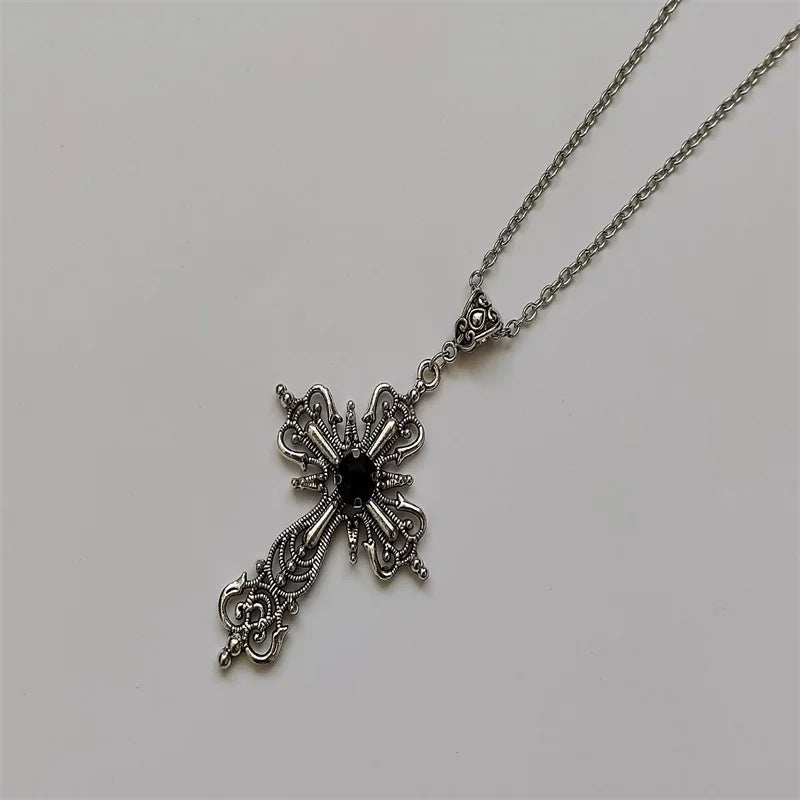 Rhinestone Cross Jewel Necklace