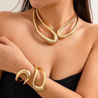 Big Open Torques Choker and Bracelet