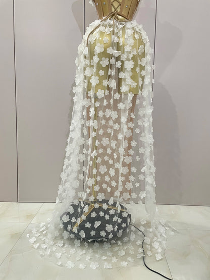 Sexy Mesh See Through Flowers Dress