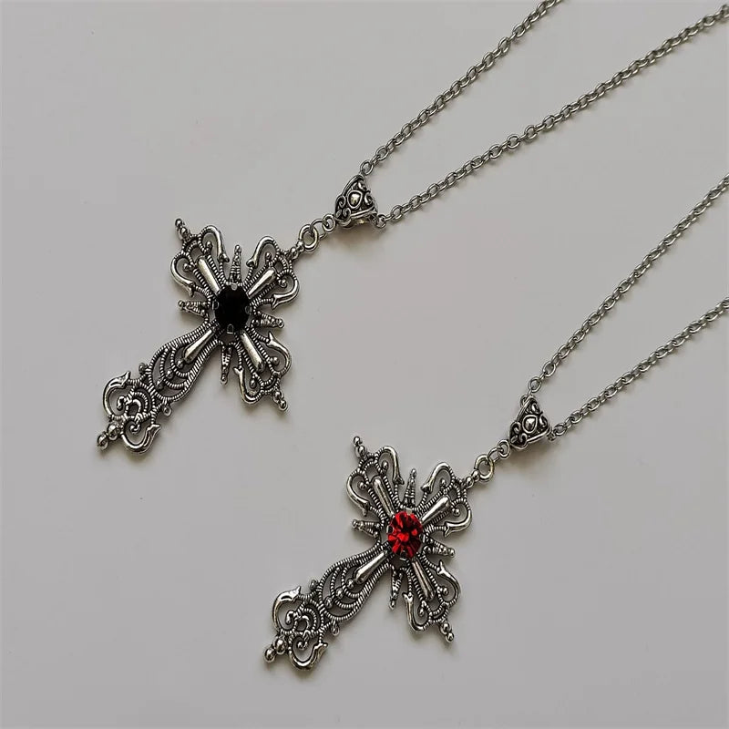 Rhinestone Cross Jewel Necklace