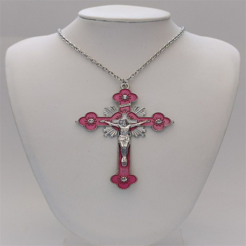 Rhinestone Cross Jewel Necklace