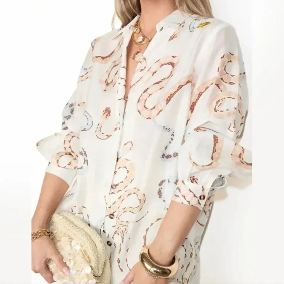 Long Sleeved Button Up Collar Skirts Set