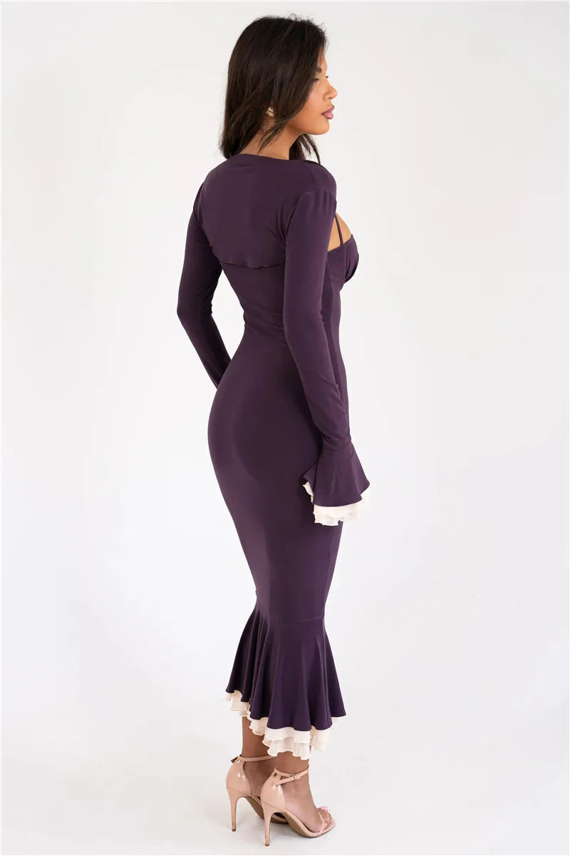 Elegant Long Sleeve Sexy Maxi Dress