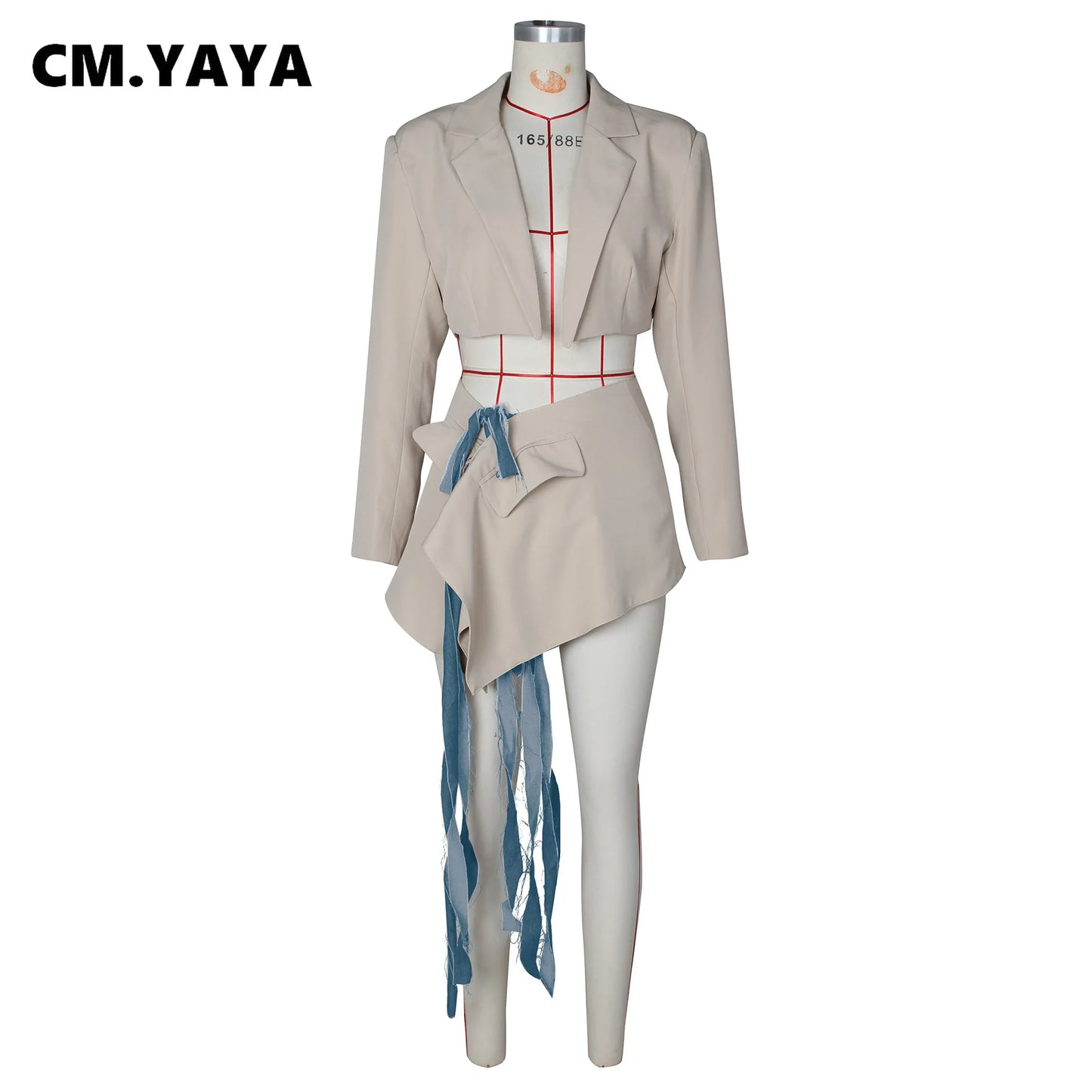 Full Sleeve Blazer and Mini Tie Up Skirt