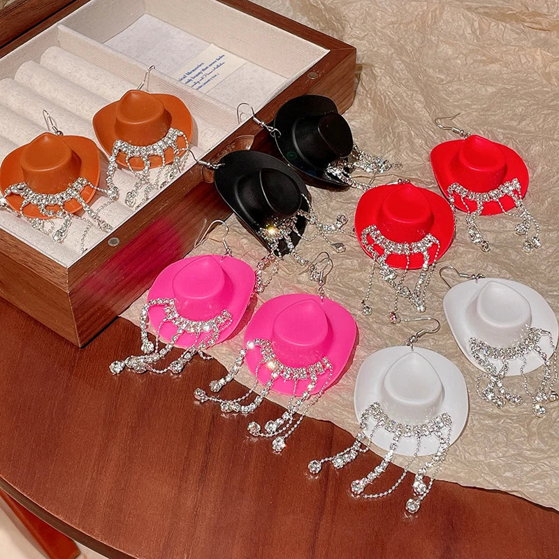 Cowboy Hat Drop Dangle Earrings