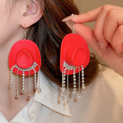 Cowboy Hat Drop Dangle Earrings