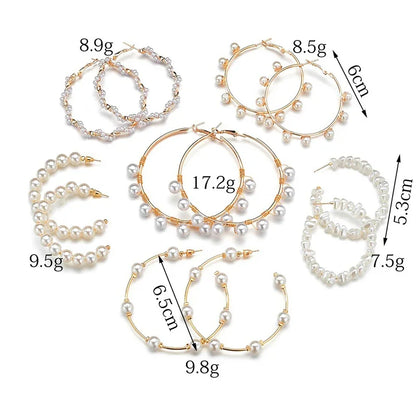 Imitation Pearl Hoop Earrings
