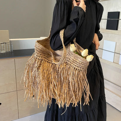 Tassel Woven Shoulder Bag