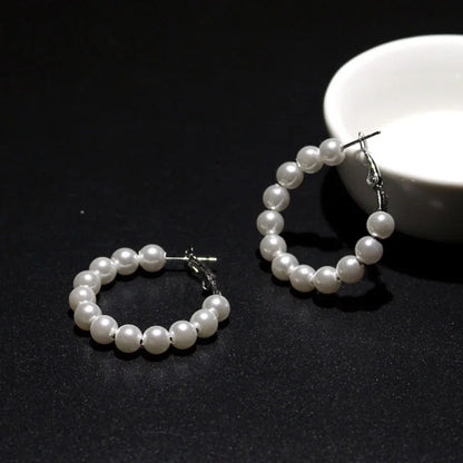 Imitation Pearl Hoop Earrings