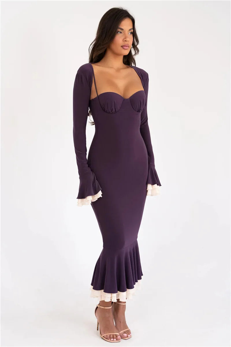 Elegant Long Sleeve Sexy Maxi Dress