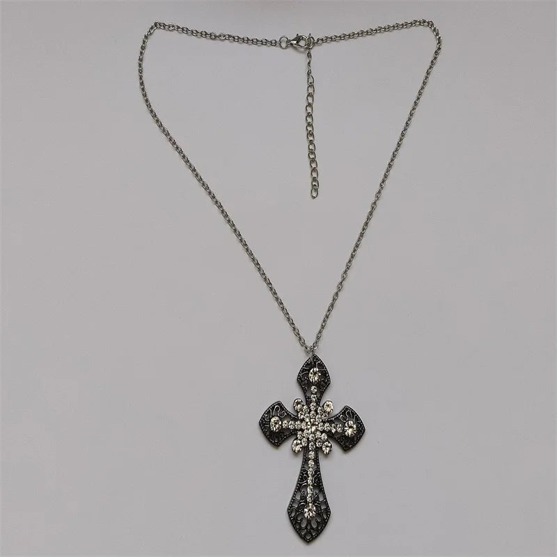 Rhinestone Cross Jewel Necklace