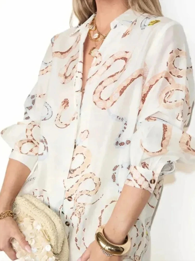 Long Sleeved Button Up Collar Skirts Set