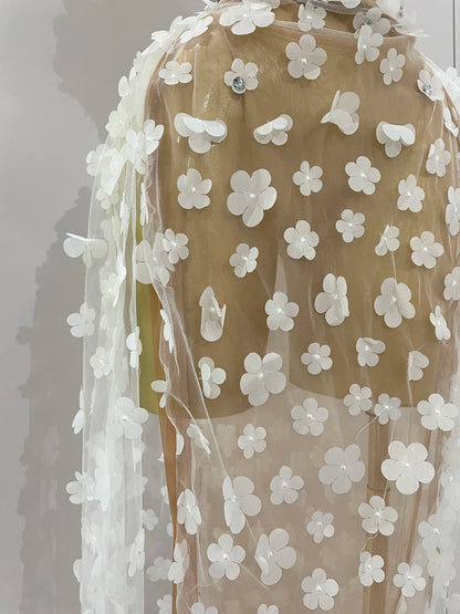 Sexy Mesh See Through Flowers Dress