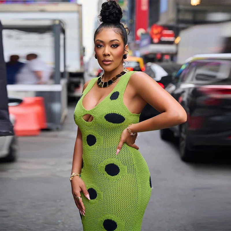 Sexy See Through Knitted Maxi Dress