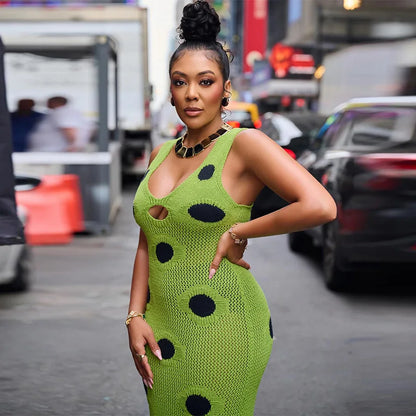 Sexy See Through Knitted Maxi Dress