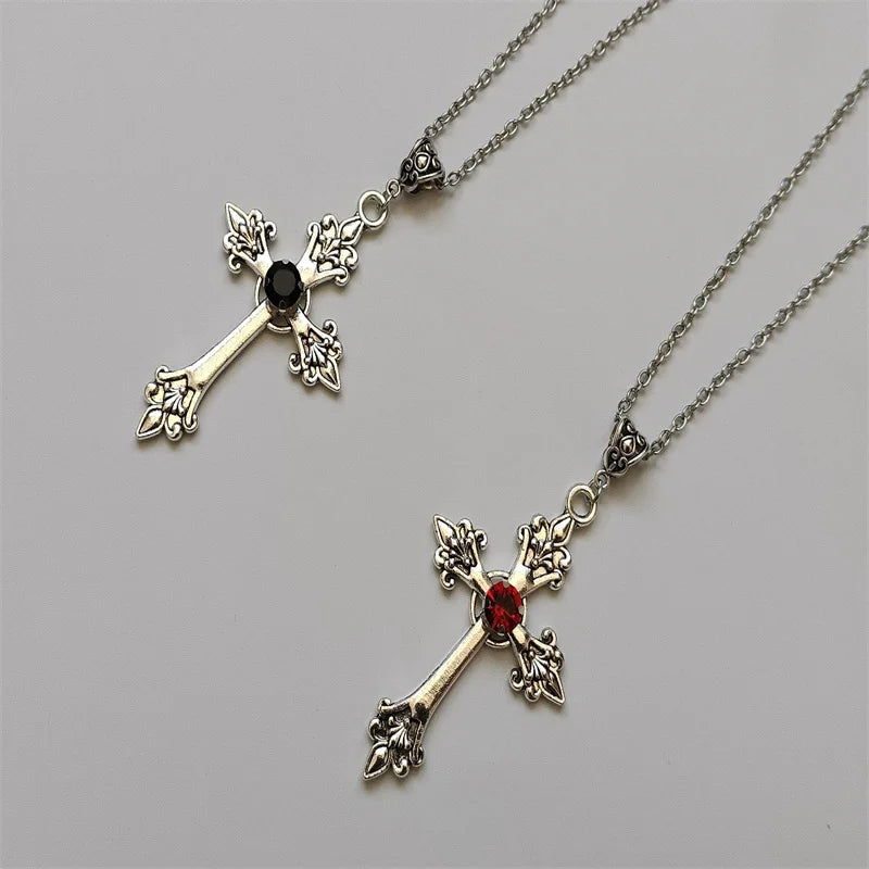 Rhinestone Cross Jewel Necklace