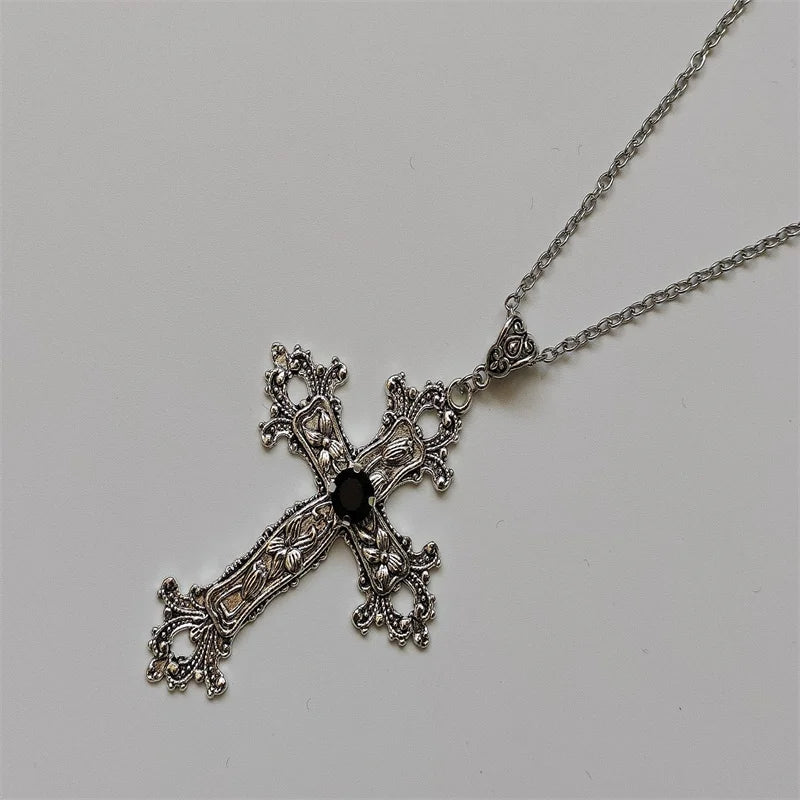 Rhinestone Cross Jewel Necklace