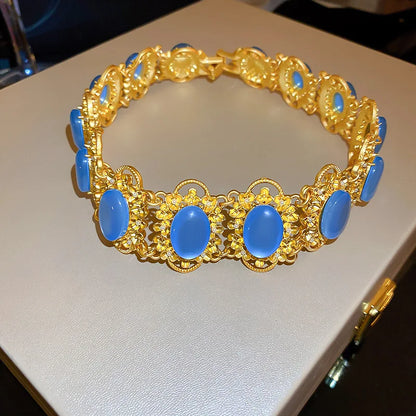 Vintage Palace Blue Choker Necklace and Drop Earrings