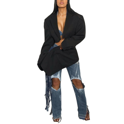 Full Sleeve Blazer and Mini Tie Up Skirt