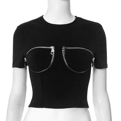 Short Sleeve Zipper T-shirt