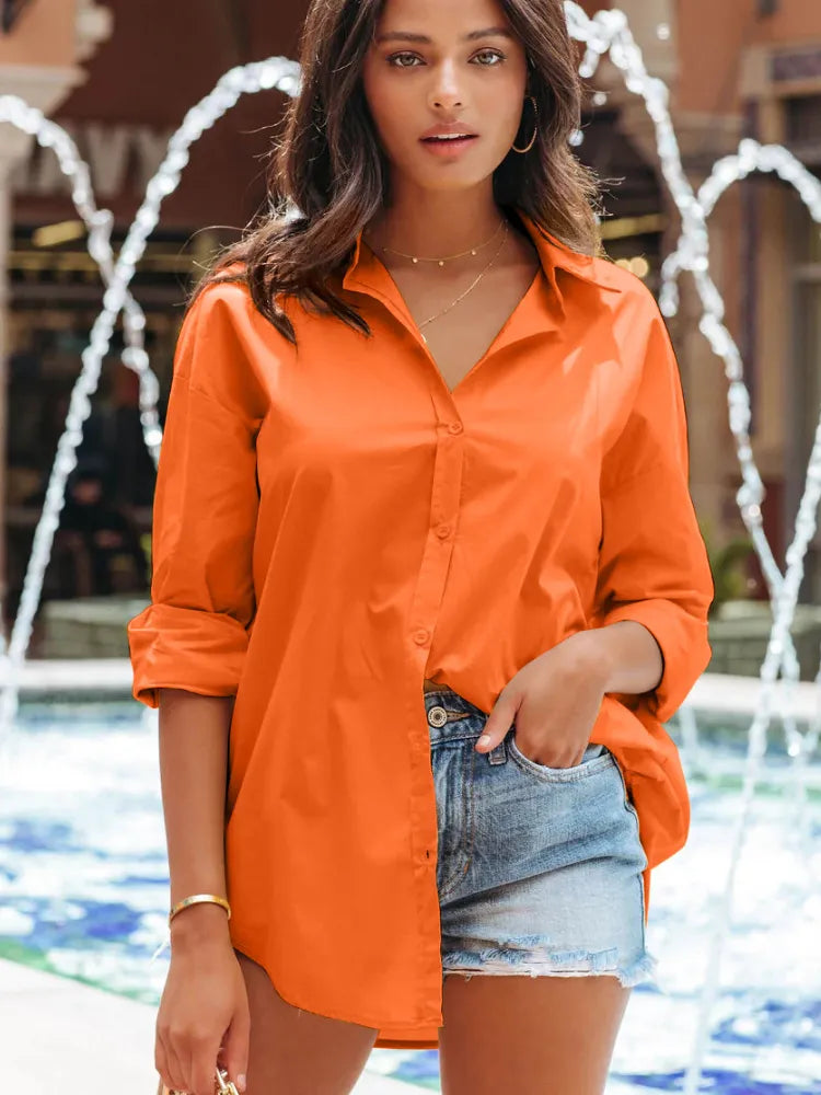 Turn-down Collar Blouse