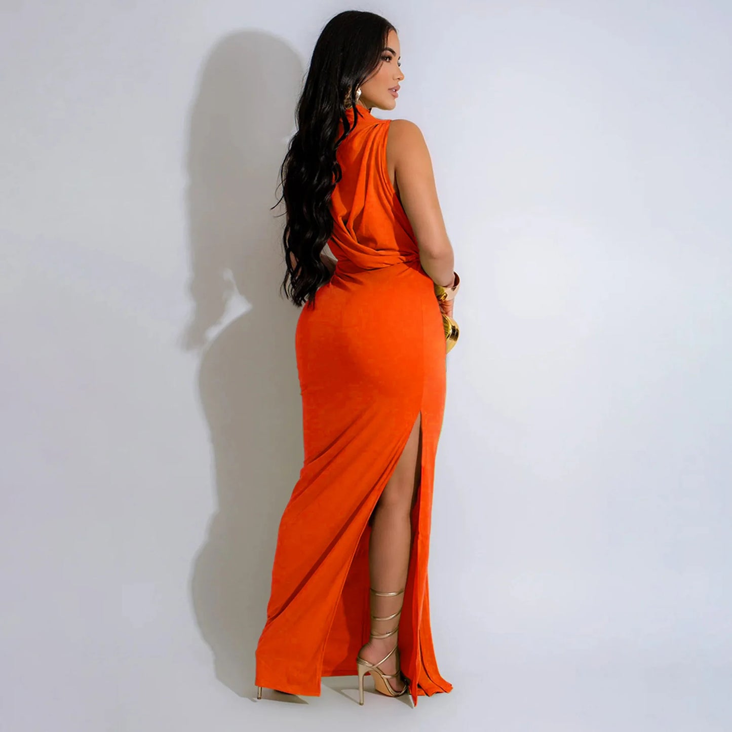 High Split Stacked Bodycon Maxi Dress