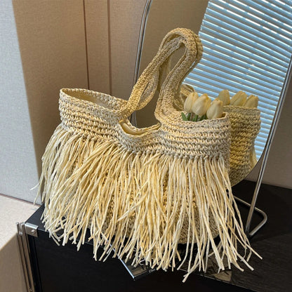 Tassel Woven Shoulder Bag