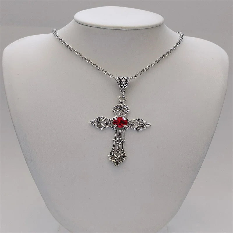 Rhinestone Cross Jewel Necklace