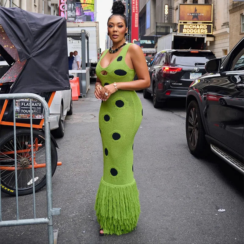 Sexy See Through Knitted Maxi Dress