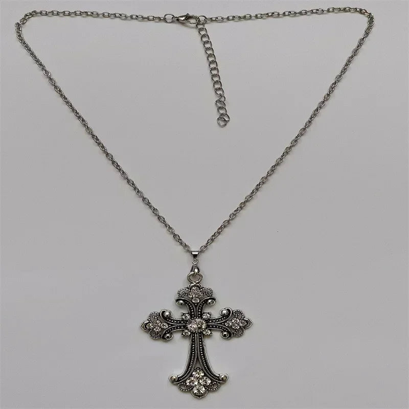 Rhinestone Cross Jewel Necklace