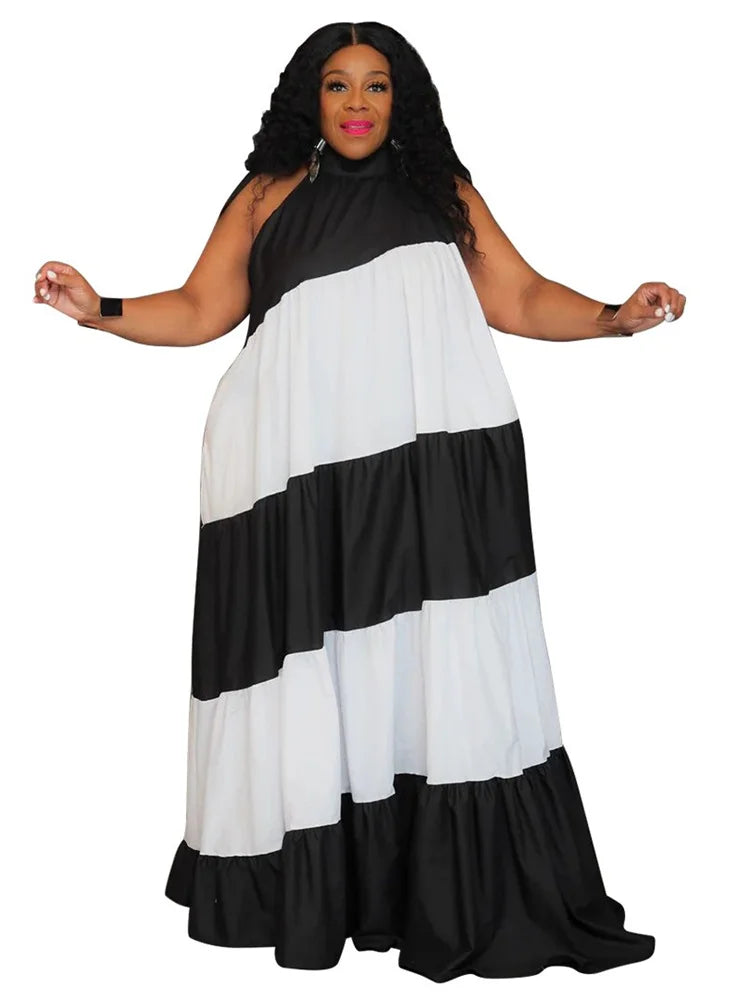Print Bandage Loose Maxi Dress