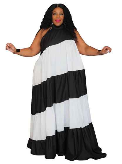 Print Bandage Loose Maxi Dress