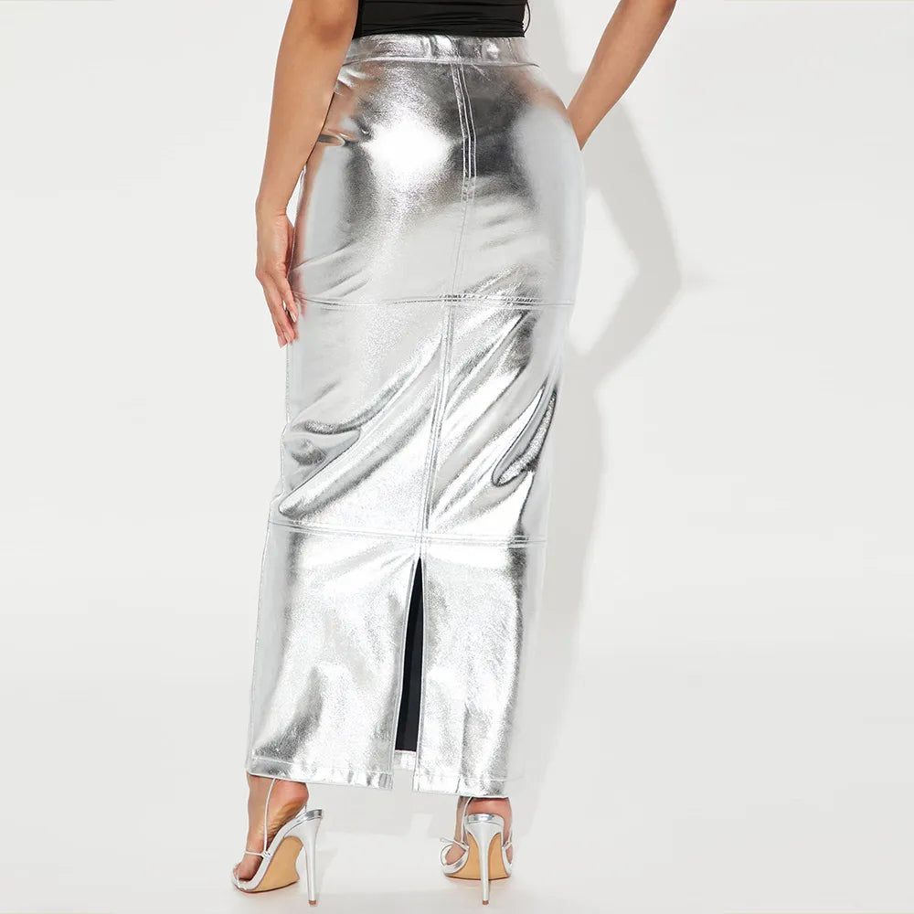 Sparkly Slit Long Skirt