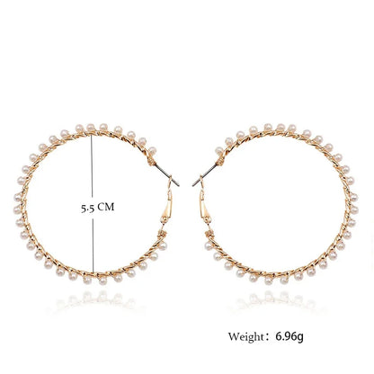 Imitation Pearl Hoop Earrings