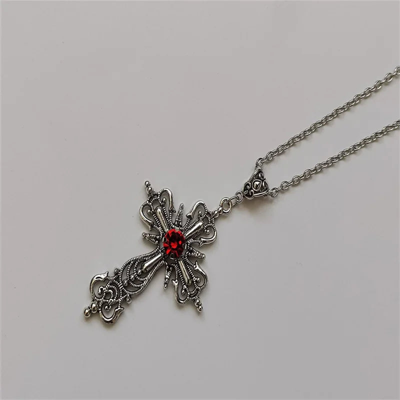 Rhinestone Cross Jewel Necklace