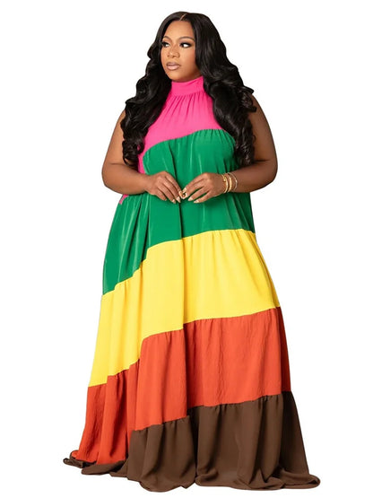 Print Bandage Loose Maxi Dress