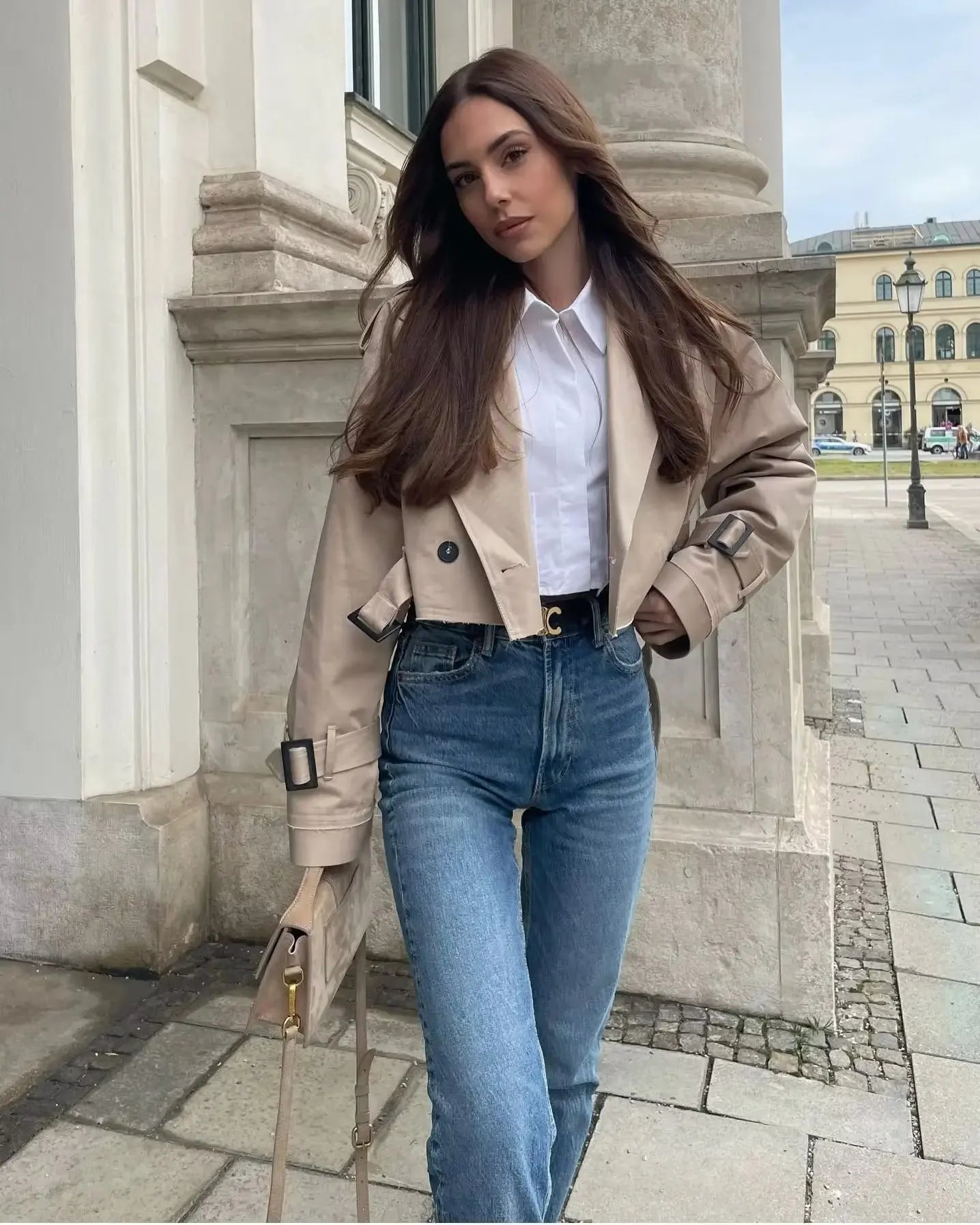 Vintage Belt Cropped Trench