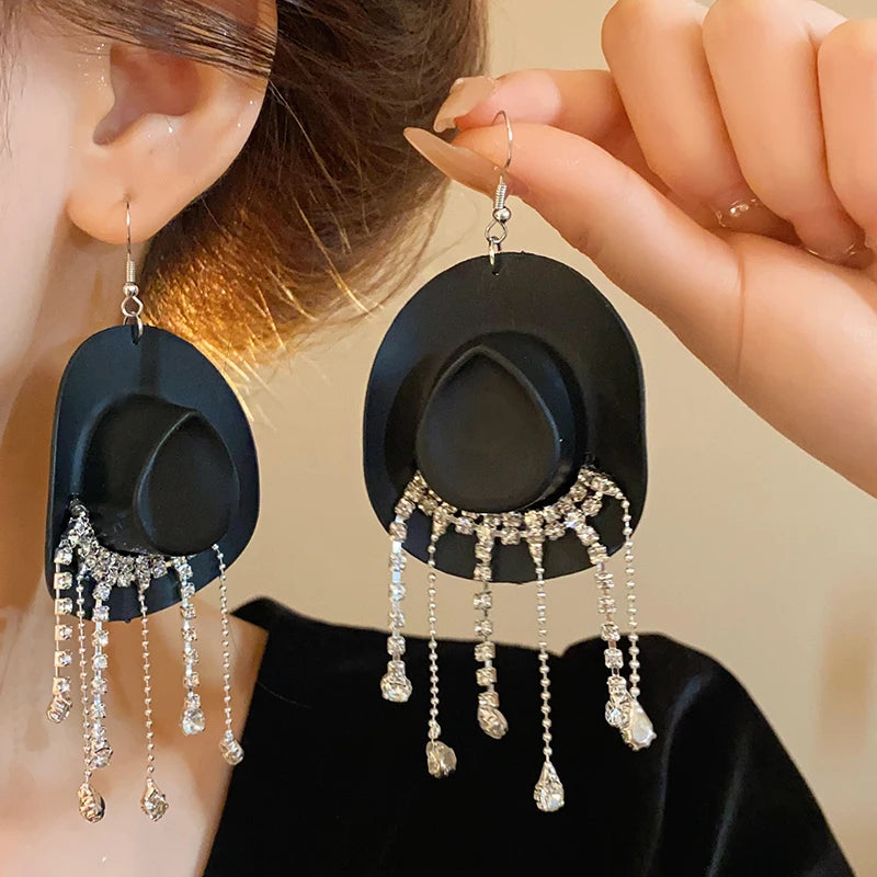 Cowboy Hat Drop Dangle Earrings