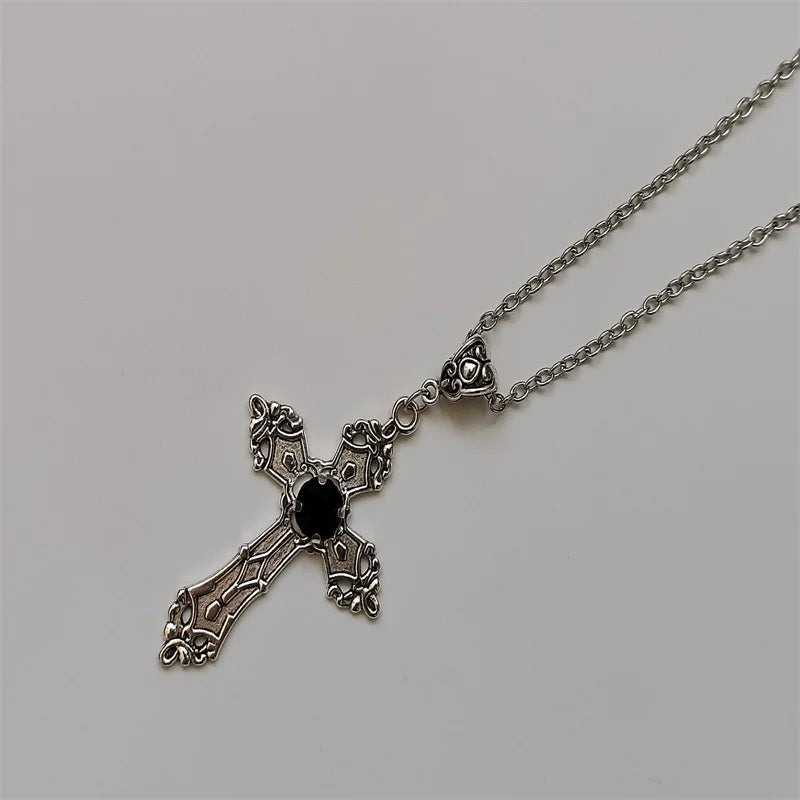 Rhinestone Cross Jewel Necklace