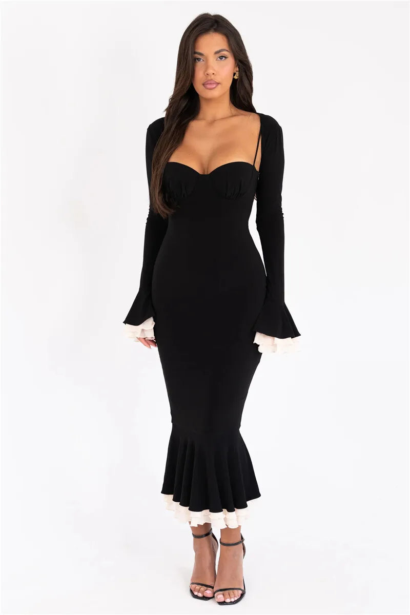 Elegant Long Sleeve Sexy Maxi Dress