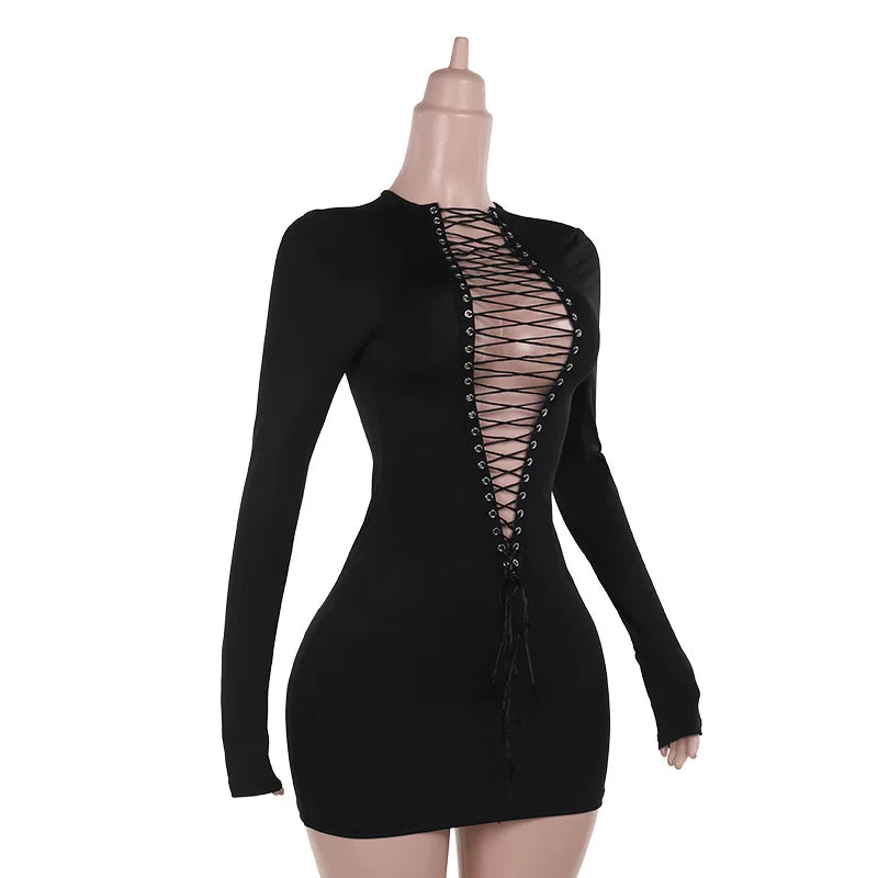 Hollow Shirring Sexy Dress