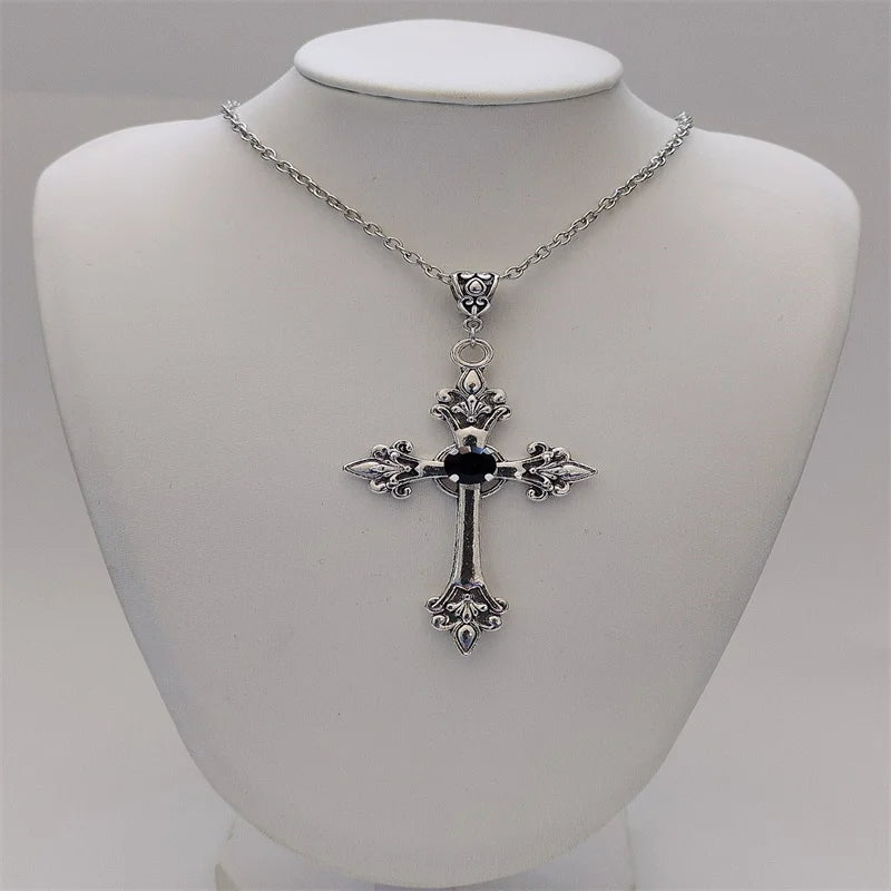 Rhinestone Cross Jewel Necklace