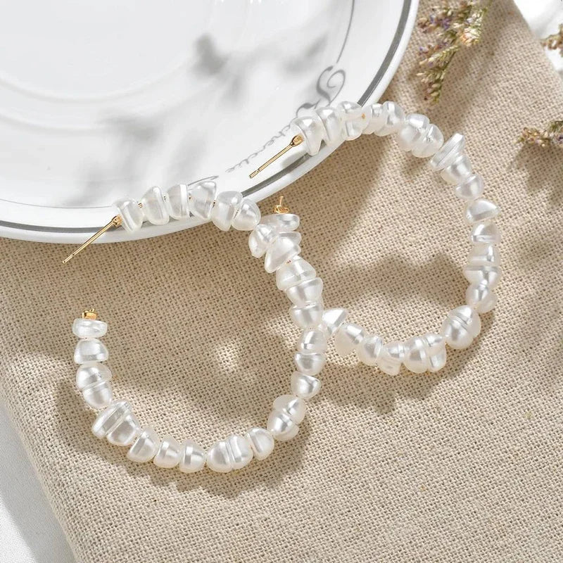 Imitation Pearl Hoop Earrings