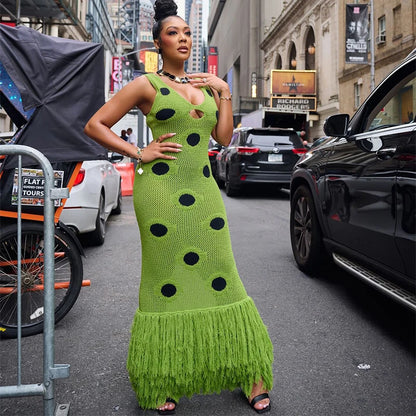 Sexy See Through Knitted Maxi Dress