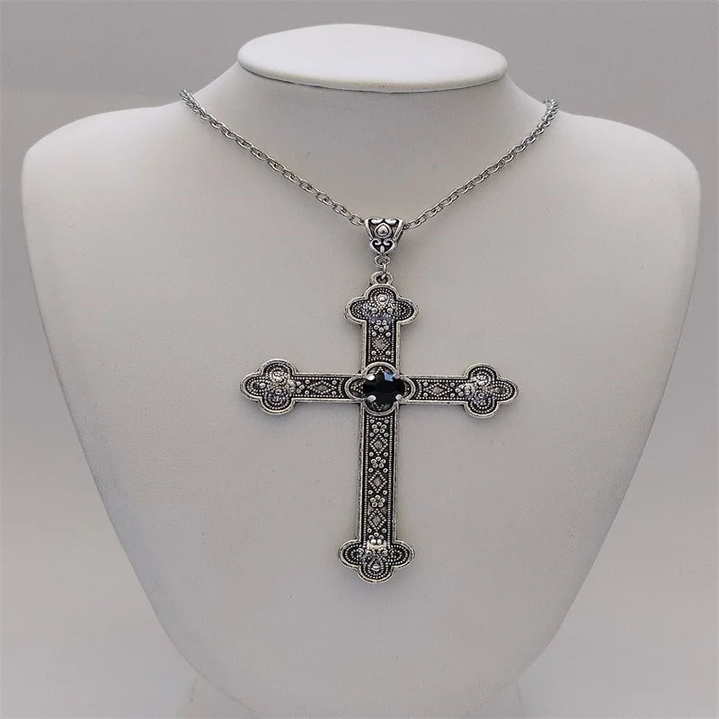 Rhinestone Cross Jewel Necklace