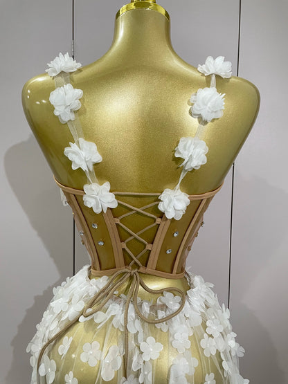 Sexy Mesh See Through Flowers Dress